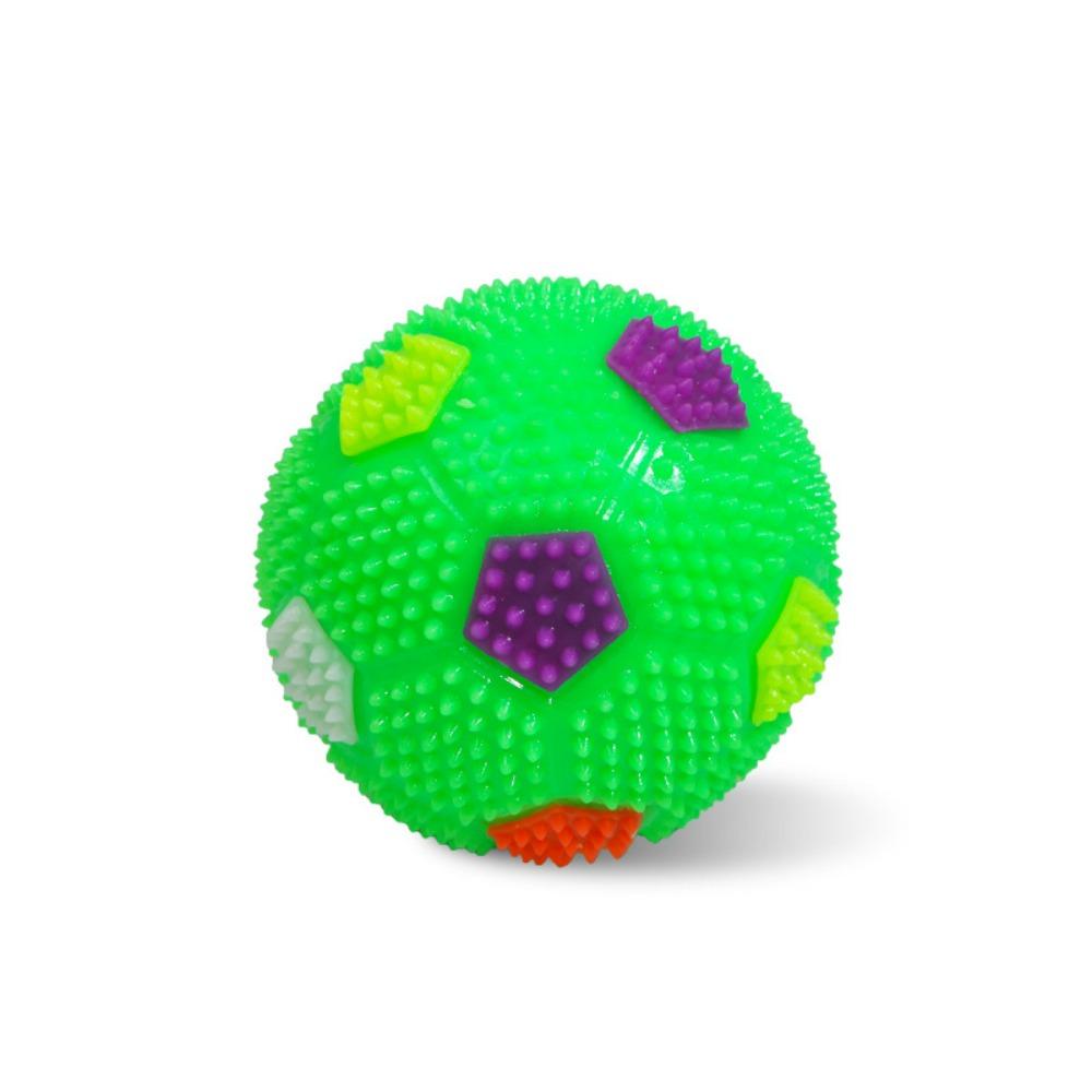 Tilpasset tpr lysende lyd fotball tannslipende hundeleke led blinkende elastisk piggkule, hundelufting og hundetreningsball