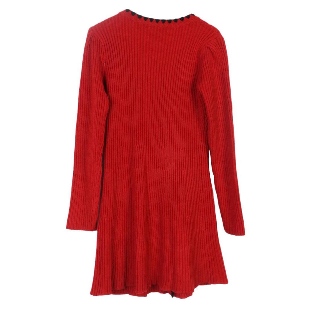 French S House: Red Bow Dress, Slim Fit, Round Neck, Short, Fashionable for Early Spring 2025 Annual Meeting