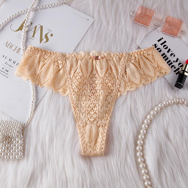 Damen Strings Unterwäsche Weibliche Intimwäsche T-Back G-String Sexy Transparent Spitze Low-Rise Slips Dessous Für Frau