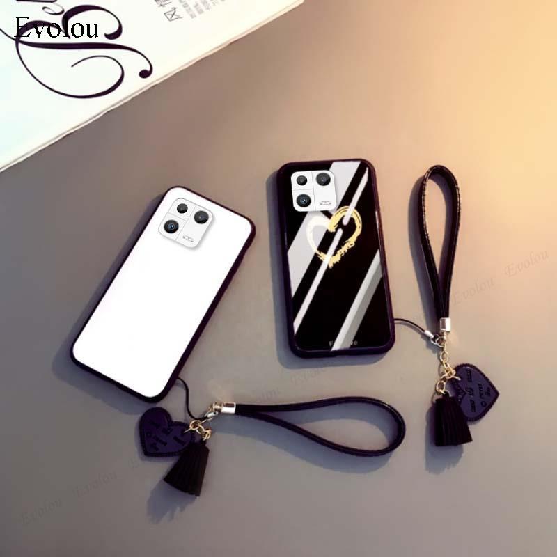 For Tecno Camon 50 Ultra Pattern Tempered Glass Shockproof Hard Protection Case For Camon 50 Pro 4G 40 5G Cover Tassel Lanyard