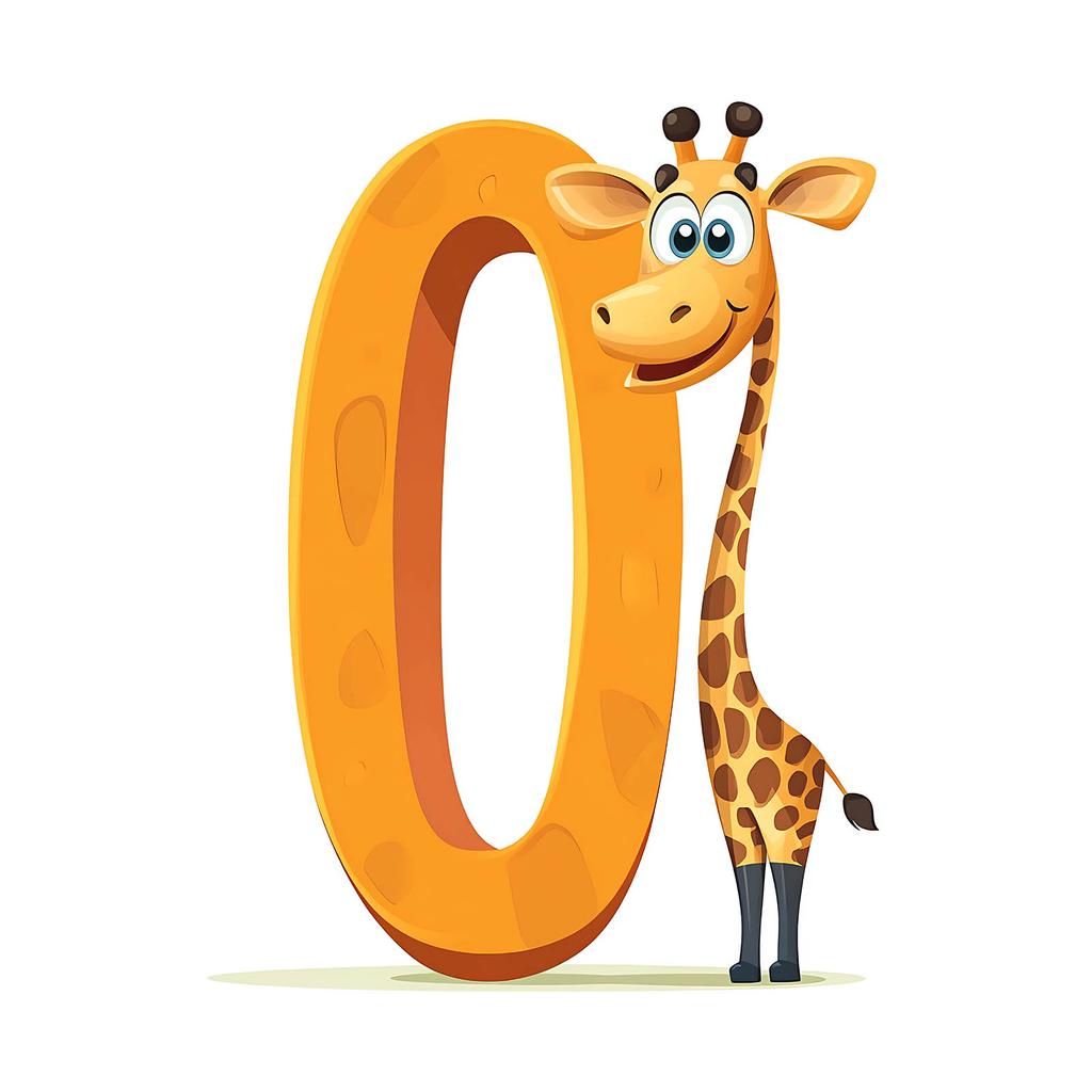 Poster Smiling Giraffe At The Letter "O Poster Smiling Giraffe At The Letter "O, 50X70 Cm, Unframed, Premium Canvas On Stretcher