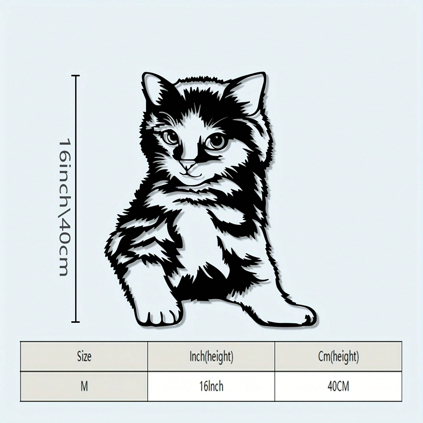 

Black and White Cat Metal Wall Art Powder Coated Iron Statue Mural Home Decor Gift for Cat Lovers Living Room Bedroom Office Easy Install 34x40 різнокольоровий