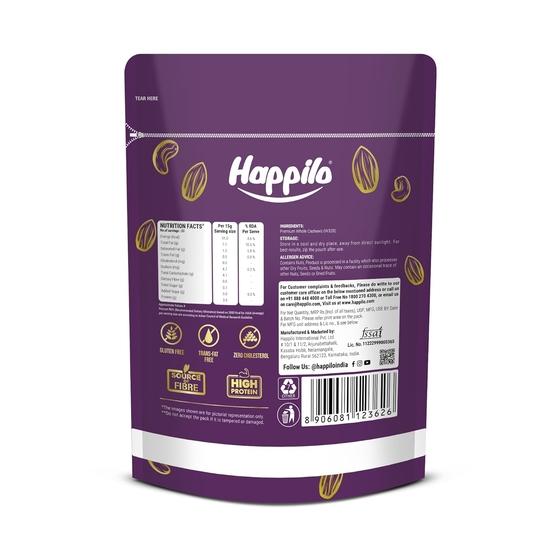 Happilo Premium Whole Cashew Nuts, Nutritious Dry Fruit, Healthy Snacks - Rich in Nutrients, Protein, Fiber, Vitamins 500g (Pack of 2)