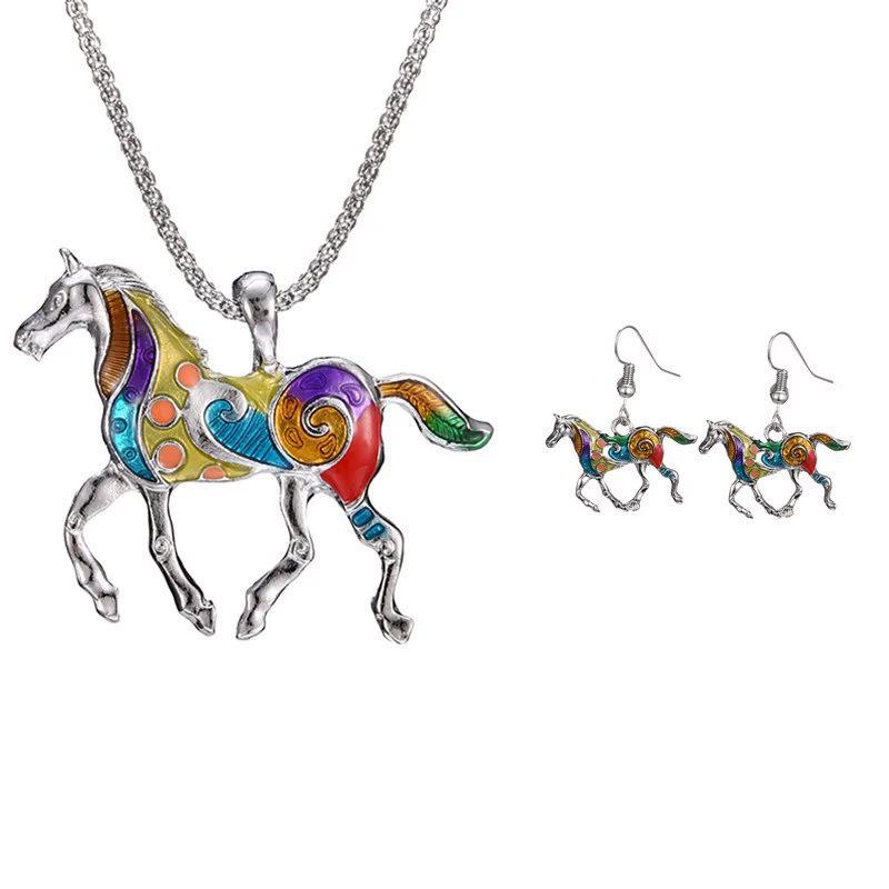 Colorful Geometric Frosted Fan-shaped Trapezoidal Necklace with Resin and Oil Drip Accents