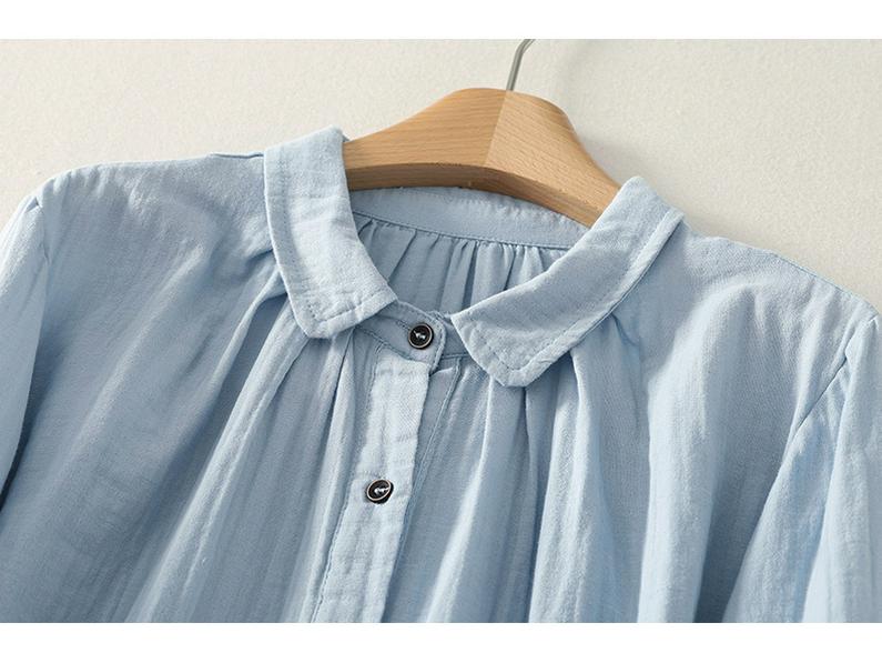 Women's Long Sleeve Double-Layer Cotton Gauze Shirt - Stylish Early Autumn Fashion 2025