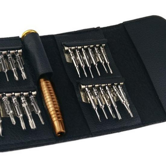 25-in-1 Multi-Purpose Repair Tool Kit with Leather Case for Eyeglasses, Phones, Laptops, and Watches