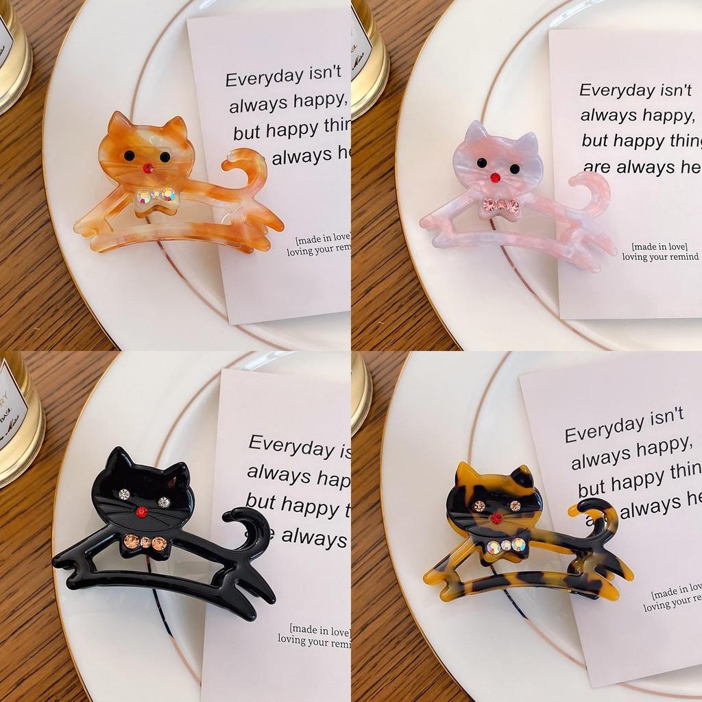 Charmante Haarspange mit Katzenmotiv aus Acetat, modisches Cartoon-Design für Damen