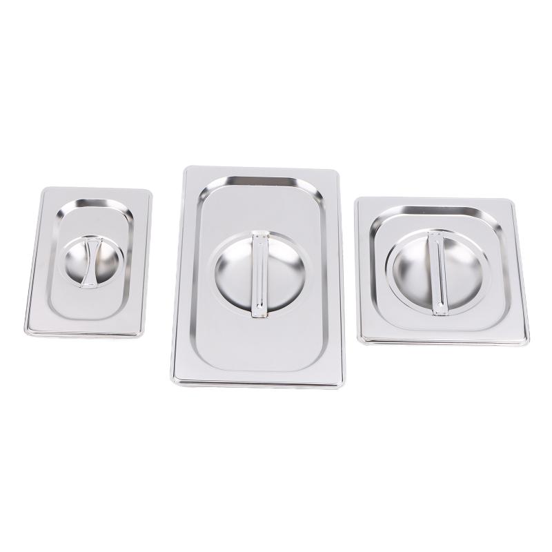 Stainless Steel 1/9 1/6 1/4 1/3 1/2 1/1 Food Pan Lid Steam Table Pan Covers Notched Lids With Handle Lock Heat