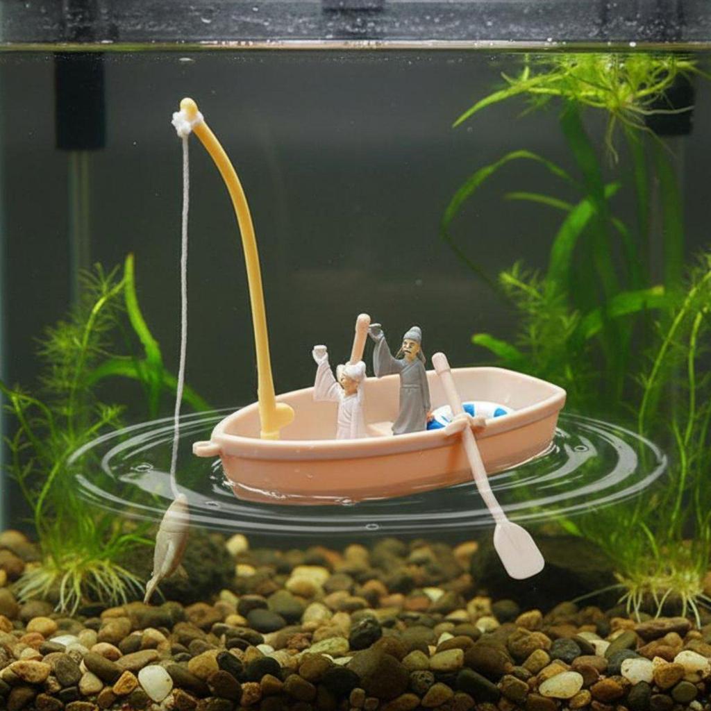 Miniature Floating Boat Mini Fishing Model for Desktop, DIY Enthusiasts