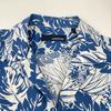 LARDINI Blue Leaf Print Open Collar Shirt Tops S blueUsed