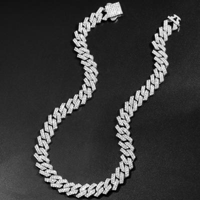 Eisüberzogene kubanische Gliederkette 14MM Krappenraute Diamant Cuban Chain Hip Hop Choker Halsketten Damen Herren Schmuck
