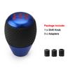 5 Speed Car Gear Shift Knob Leather Aluminium Universal Knob Shift Head With M8 M10 M12 Adapter Shift Lever Gear Level