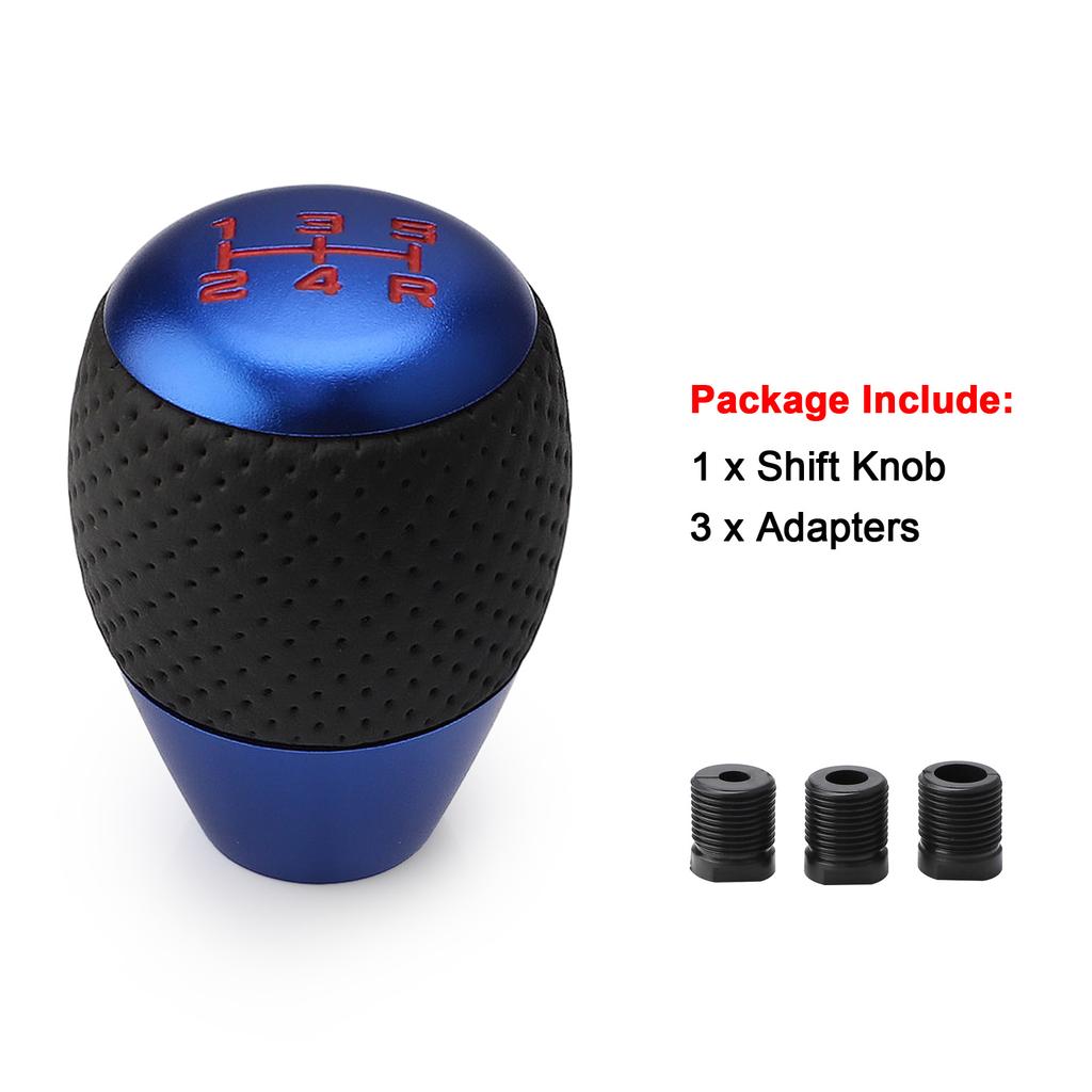 5 Speed Car Gear Shift Knob Leather Aluminium Universal Knob Shift Head With M8 M10 M12 Adapter Shift Lever Gear Level