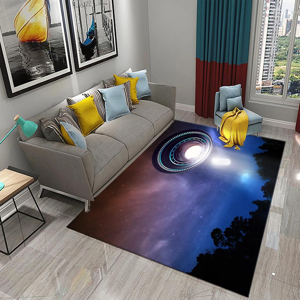 UFO Alien Carpet Mystery Science Fiction Theme Rugs for Bathroom Kitchen Floor Door Anti-Slip Mat Bedroom Entrance Decor Rugs