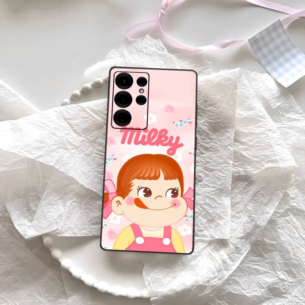 Fujiya Milky Peko Chan Phone Case For Samsung S 24 Fe 25 Ultra Plus 20 Lite 21 30 22 23 24 22 Ultra 5G Fundas