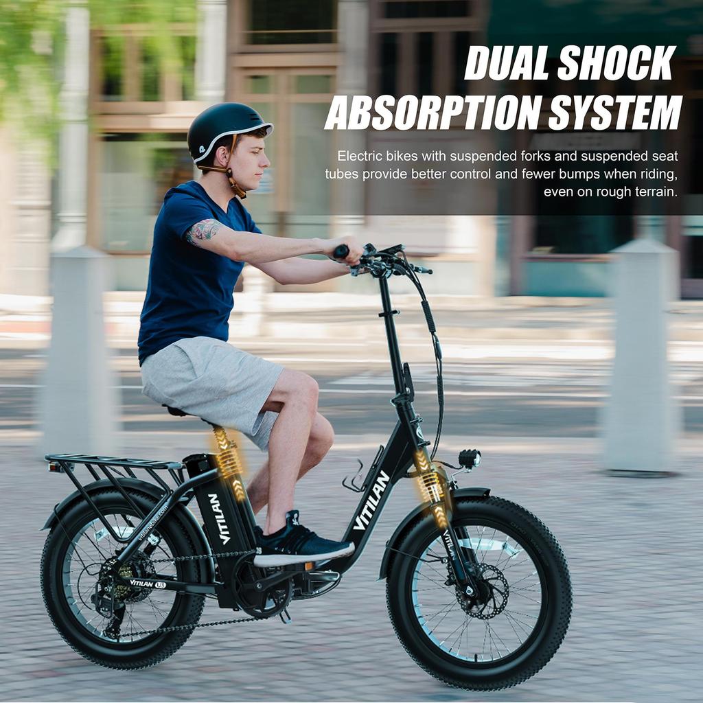 Vitilan U3 750W Brushless Motor Electric Bicycle - 48+ Range, 330 Lbs Payload, 5'3" - 6'5" Riders, 7-Speed Shimano Gear, 48V LCD Display