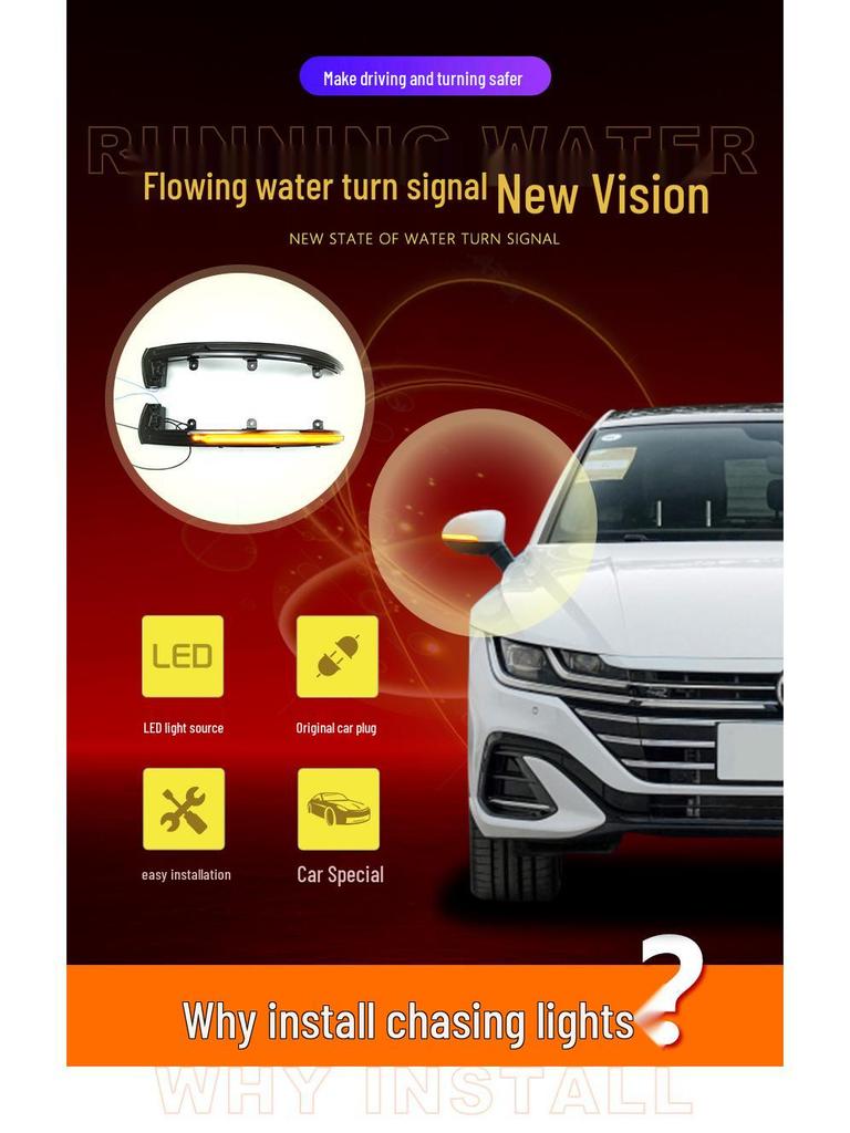 Volkswagen Tiguan 2019+ Rearview Mirror Sequential Turn Signal Light - Blue Edition