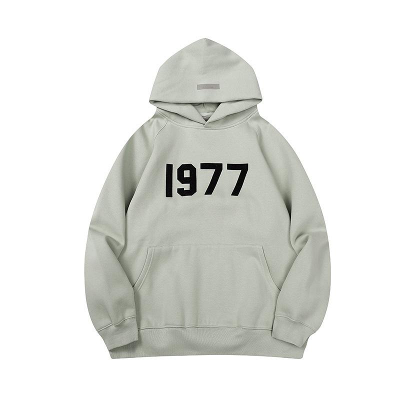 Three-dimensional flocking 1977 men's and women's American high street hoodie sweater trousers casual suit