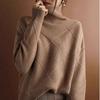 Autumn Winter Women's Plus-size Wool Sweater Loose Turtleneck Sweater Pullover Solid Color Wool Knitted Top