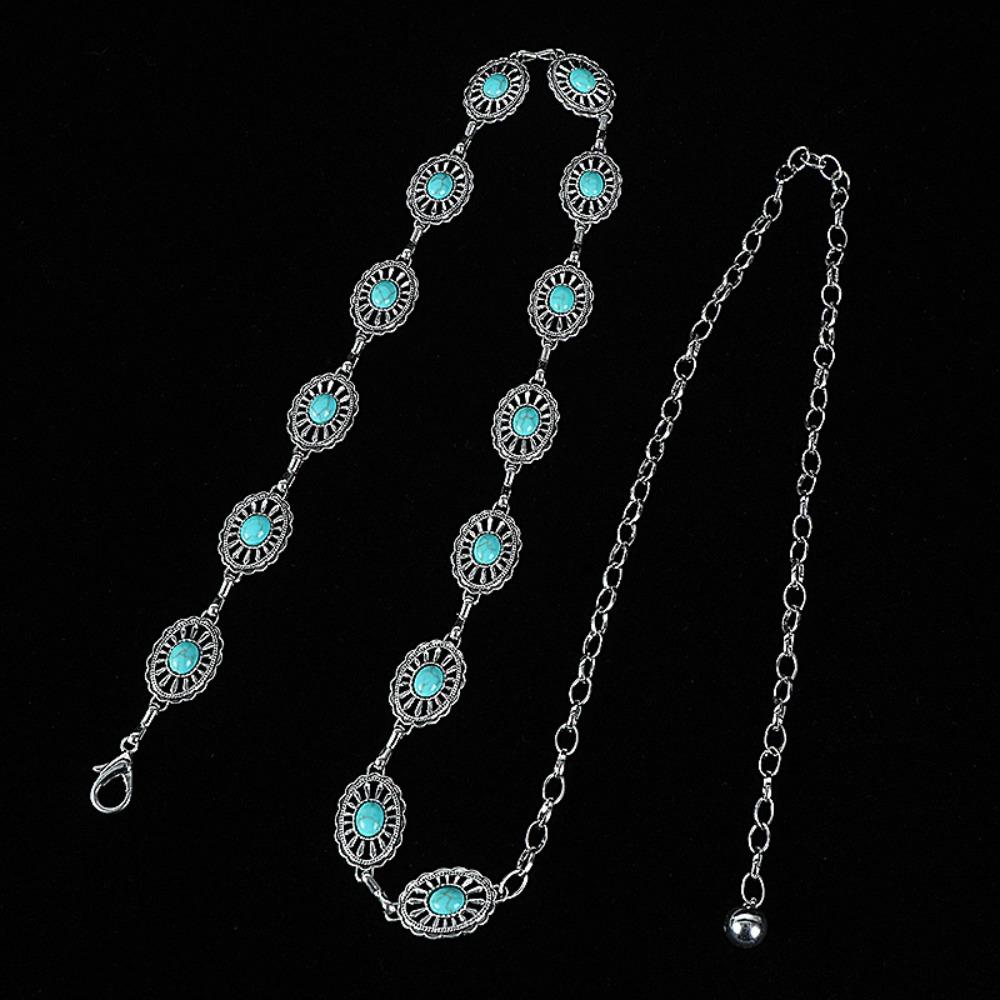 Minority Design Western Country Waist Chain Metal Women's Body Jewelry Turquoise Waist Chain  Girls