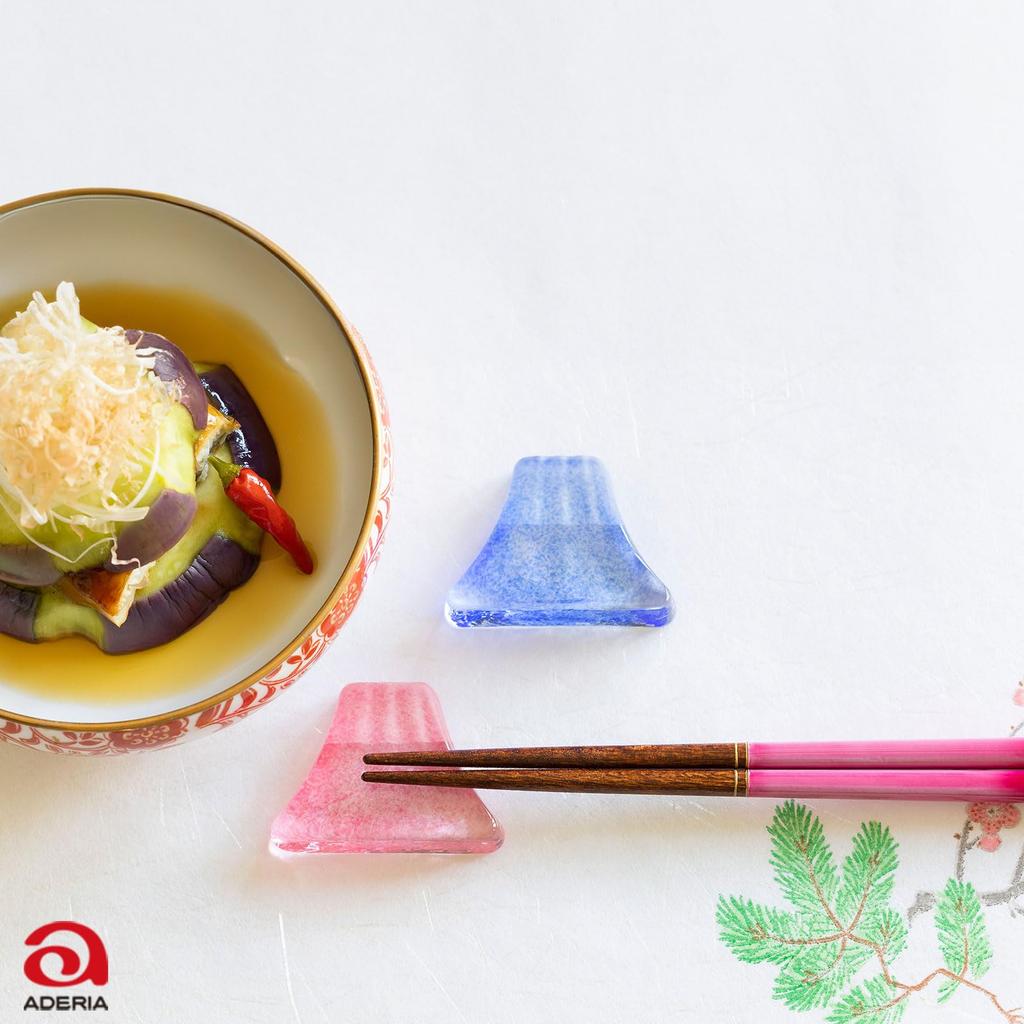ADERIA Painted Chopsticks Chopstick Rest Set Fuji Blue Fuji Made In Japan Present In Cosmetic Box Birthday Gift Present Mt. Fuji/Red [FUJI