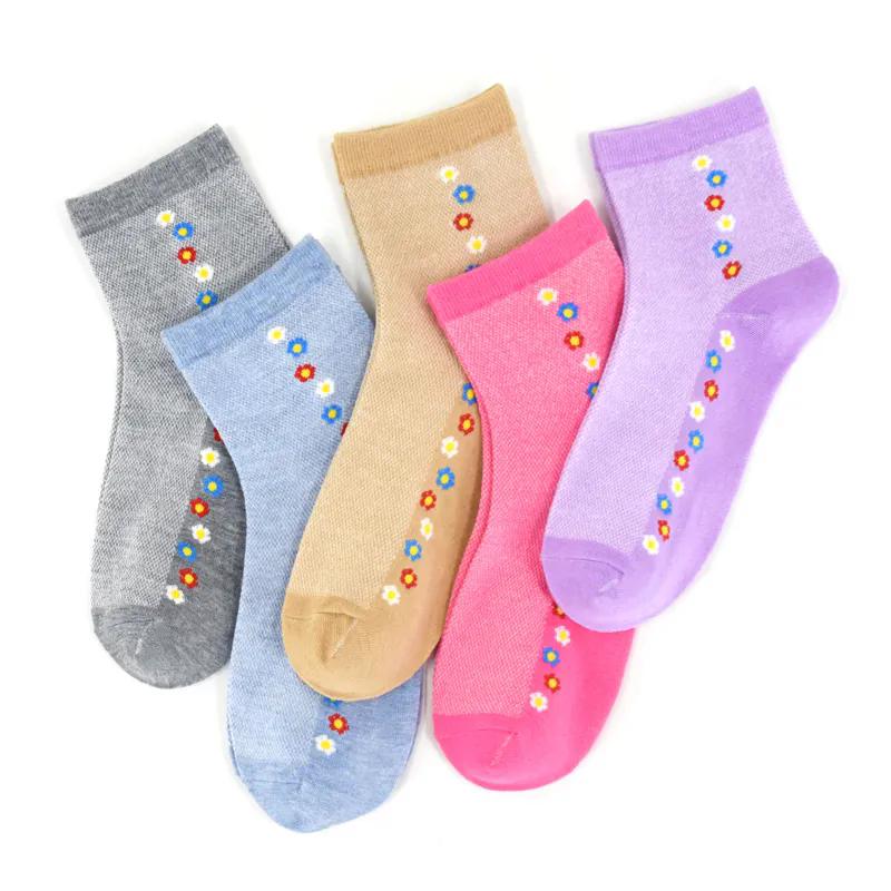 5 Pairs of Socks for Women In Summer Thin Mesh Breathable Sweat Absorbing Non Slip Simple Sports Tube