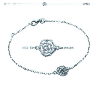 [K3391] - Silberarmband 'Rosa Romantica' Weißsilber (rhodiniert) - 8 mm