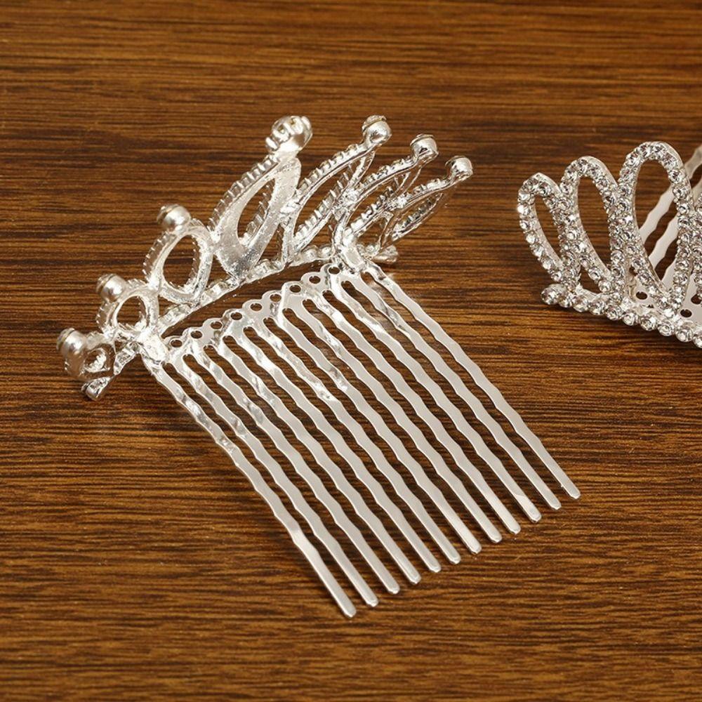 Sparkling Rhinestone Hair Comb Alloy Material Princess Hair Comb Children Tiara Crown  Parties