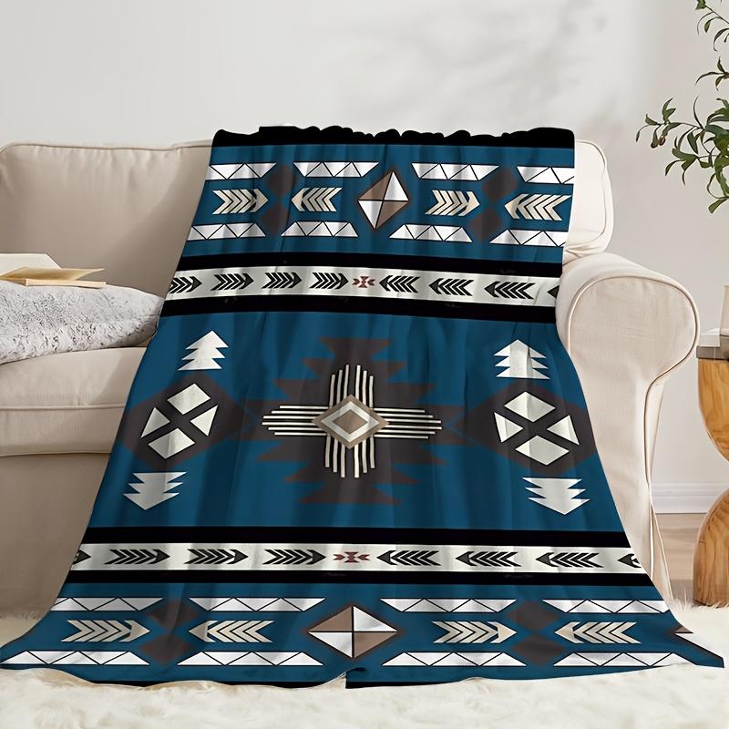 Bohemian Aztec Flannel Blanket - Soft Geometric Patterns Cozy Sofa Throw for Camping, Travel & Home Decor