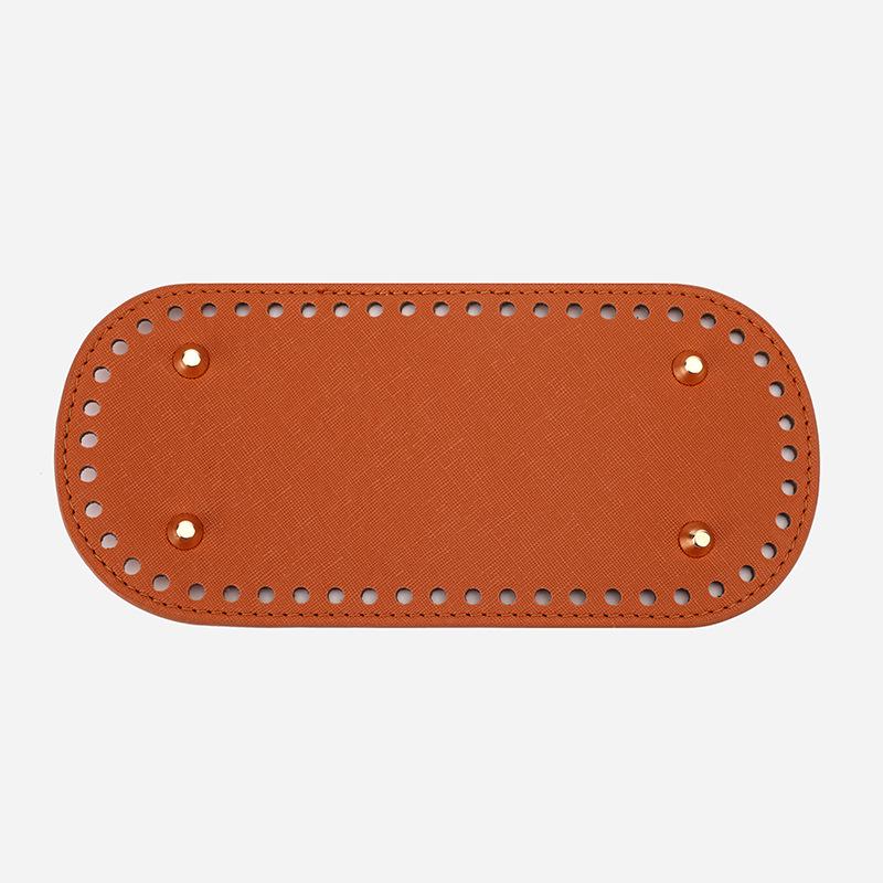Handmade DIY Woven PU Oval Bag Bottom, 22x10cm Cross Pattern