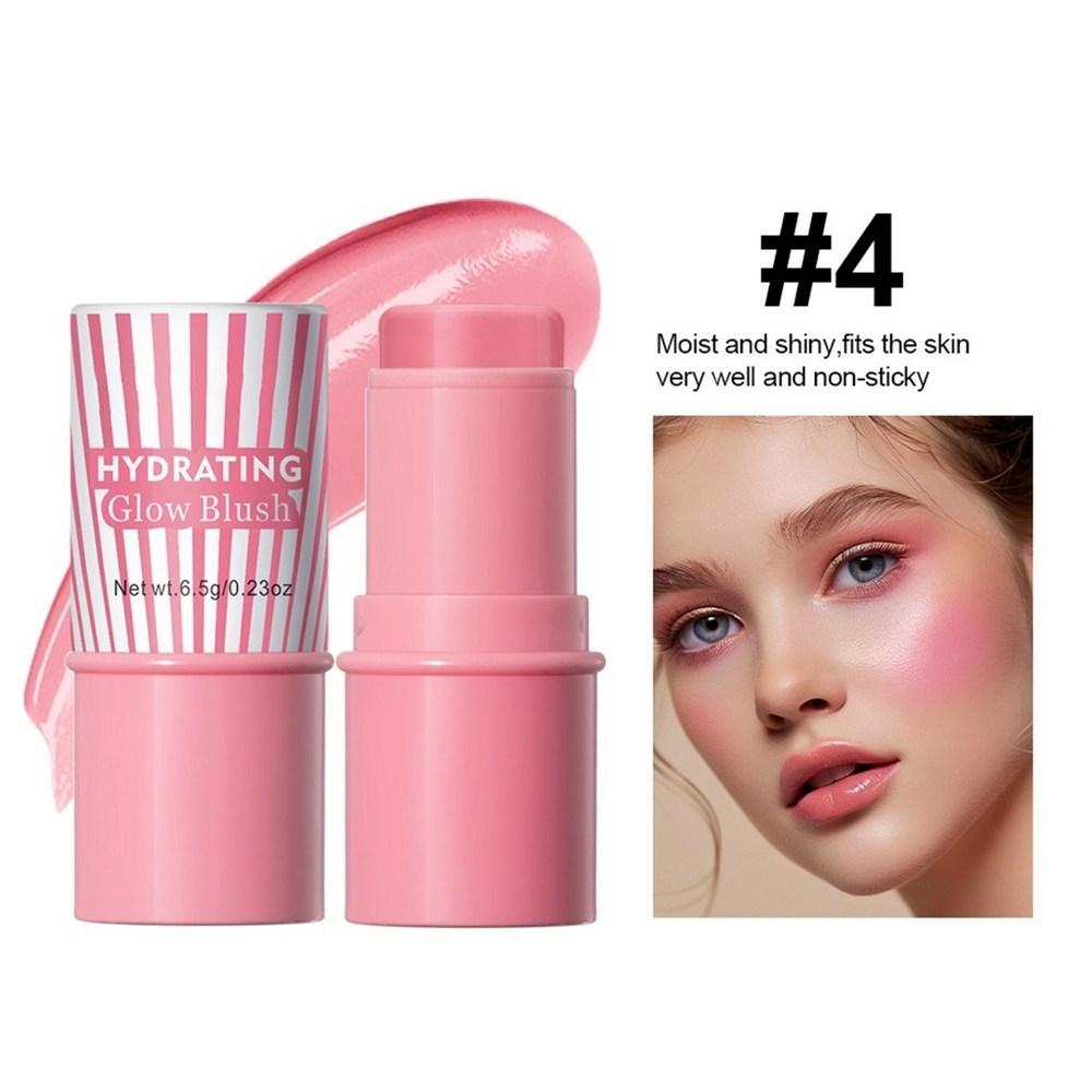Hydrating Glow Blush Cheek Stick Moisturizing Lightweight and Convenient Face Makeup Cool Texture for Women, 4 in 1