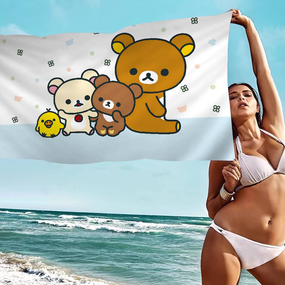 Kawaii Rilakkuma Bär Mikrofaser Decke Schnelltrocknende Strandtücher Übergröße Druck Super Saugfähige Pooltuch Decke