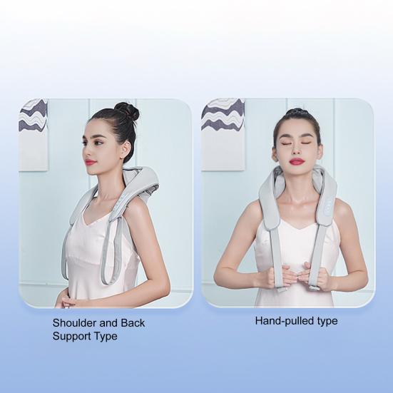 8D Neck And Shoulder Massager with Heat Shiatsu Deep Tissue Kneading Rechargeable Cervical Massager for Muscle Pain Relief Portable Massage Pad