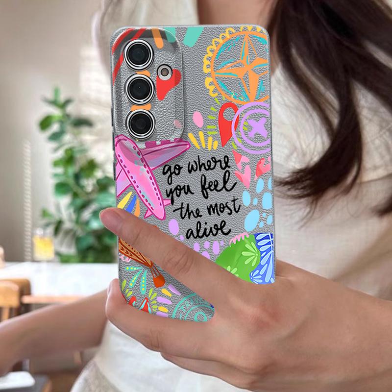 Cartoon Fire Balloon Pattern Case For Samsung Galaxy A57 A37 A17 A56 A36 A26 A16 A55 A35 A15 A54 A34 A14 5G Leather Texture Silicone Cover