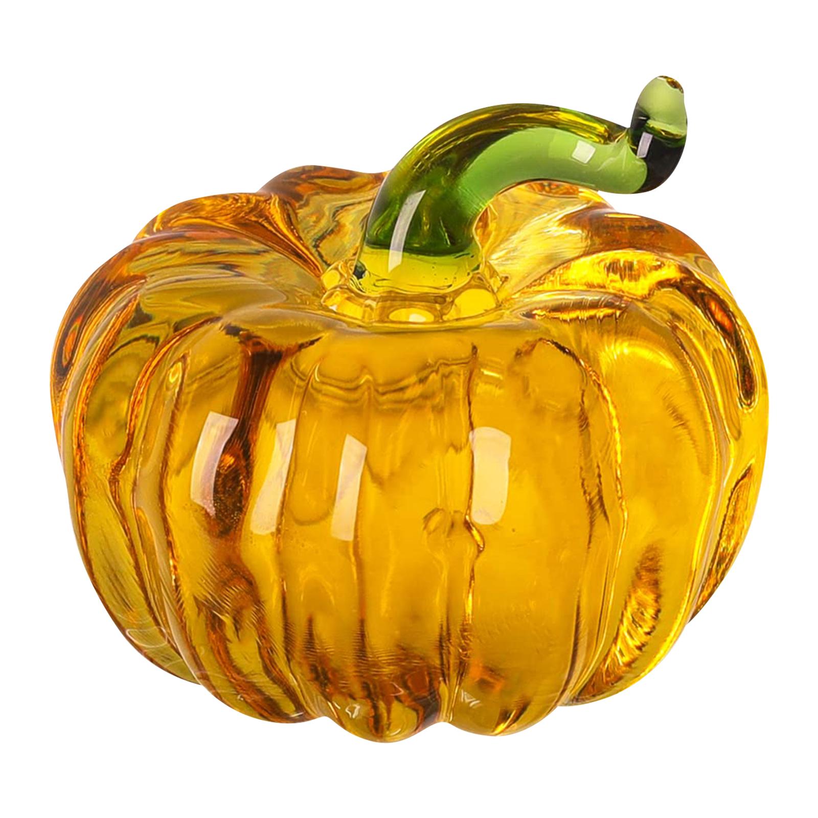 Glass Pumpkin Ornaments Desktop Paperweight Glass Pumpkin Glass Pumpkin Figurines for Fall Harvest Thanksgiving