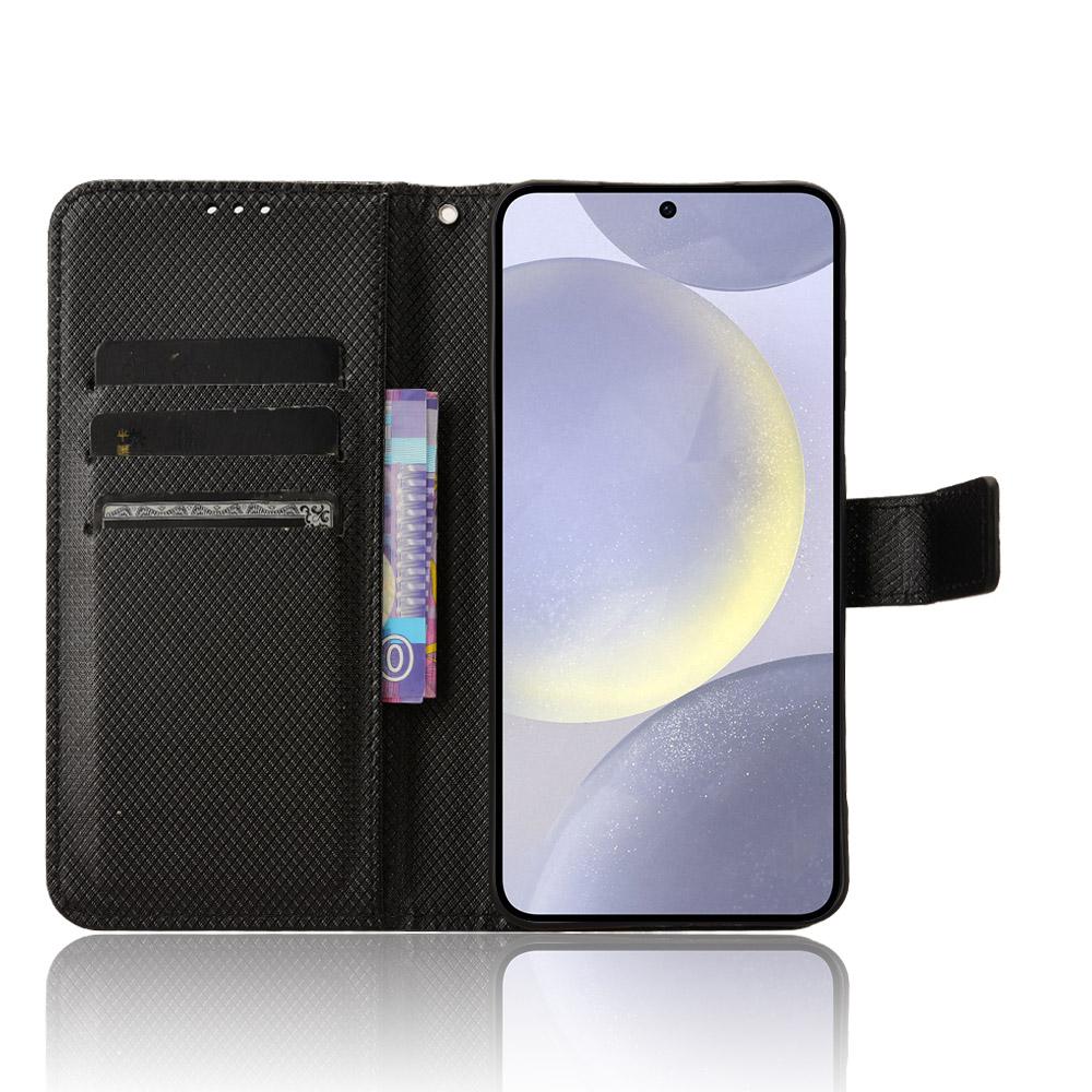 

For Samsung Galaxy S25+ Case PU Leather Diamond Texture Wallet Phone Cover Purple