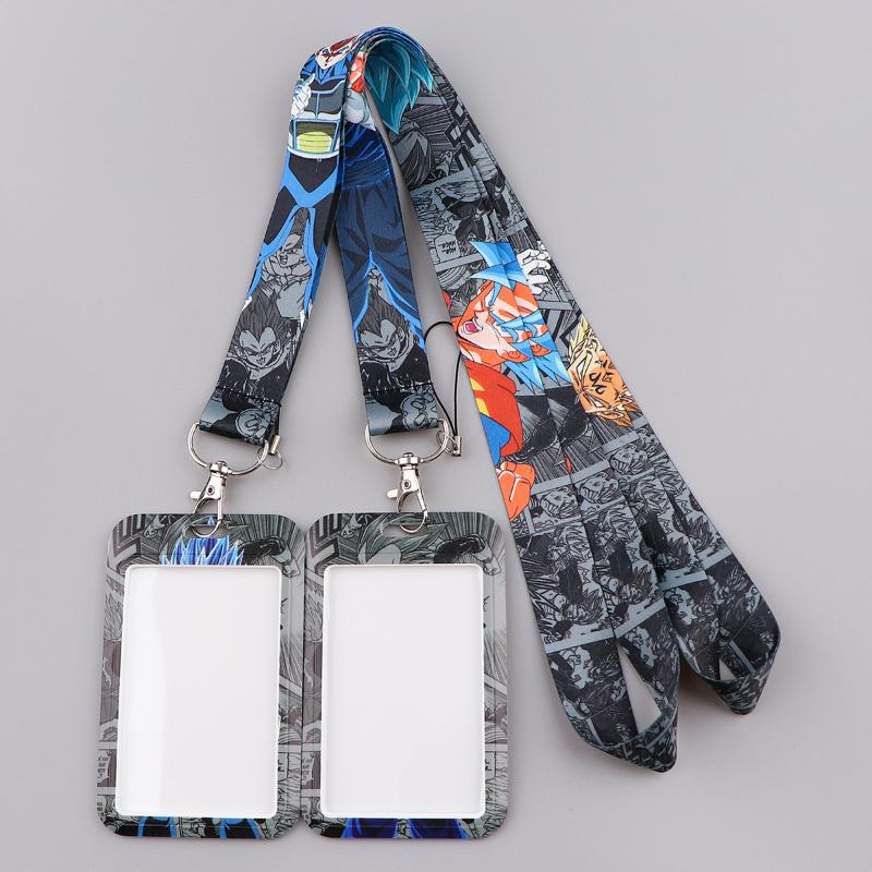 Anime Dragon Ball Lanyard for Student Keychain ID Card Cover Passport Badge Holder Key Ring Black Neck Straps Accessories Gift