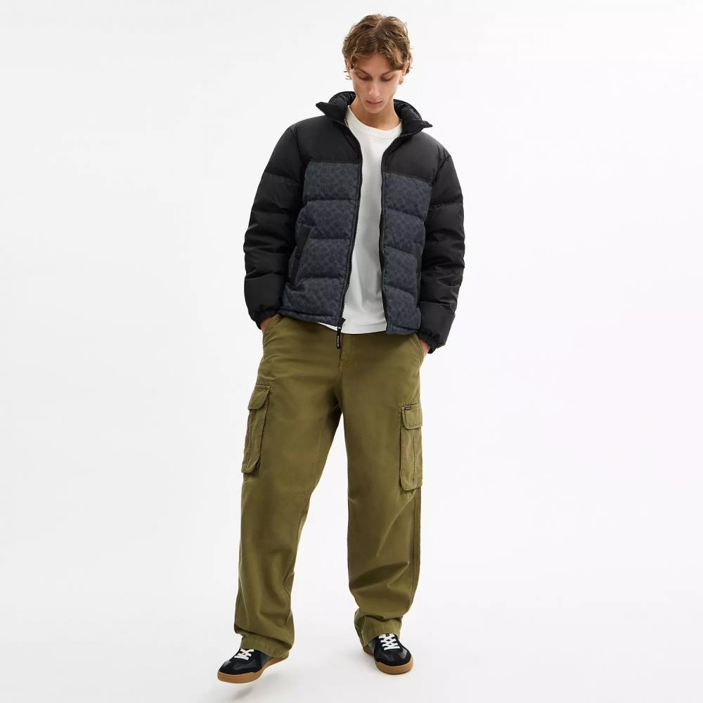 Coach Signature Down Jacket In Recycled Polyester Charcoal Signature