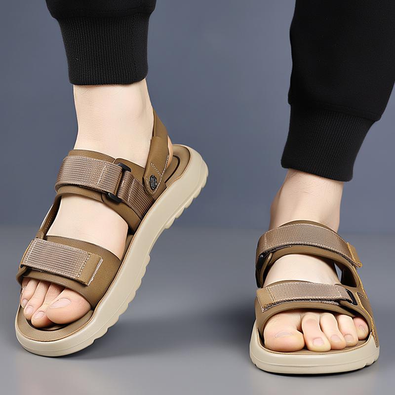 Fashion Summer Male Mesh Shoes Fashion Leisure Beach Flats Holiday Open Toed Sandals Outdoor Walking Shoes Comfortable Casual Sandals