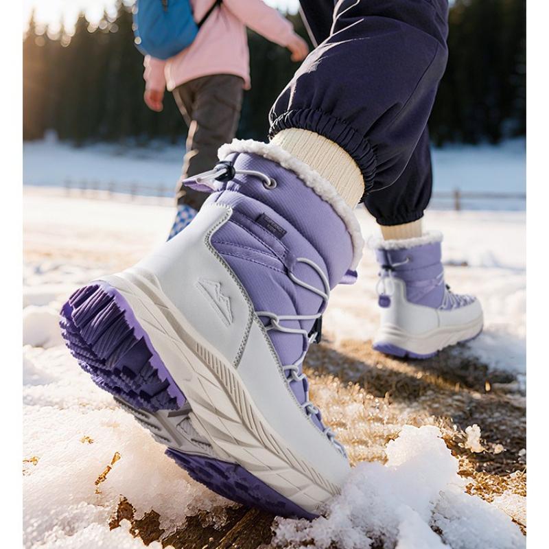 Damen Übergröße Weiche Sohle Winter Warm Wasserdicht Rutschfest Fell Eins Schneestiefel Gepolstert Gefüttert Stiefeletten Wasserdicht Outdoor Sport Baumwollstiefel