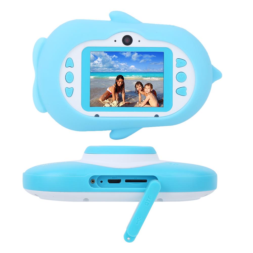 Kinder 3M Wasserdichte Kamera 2,4 Zoll IPS-Bildschirm mit Silikonhülle Unterstützt Filter SpielBlau