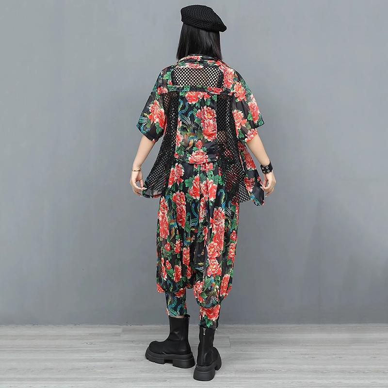 XITAO Hollow Out Asymmetrical Print Sets GYX1664