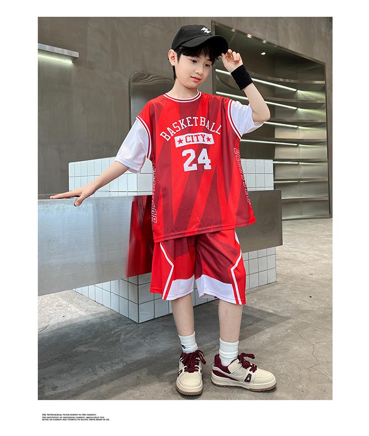 Boys' 2026 new basketball suit set, summer Western style summer outfit, primary and secondary school training suit, performance suit, sports suit