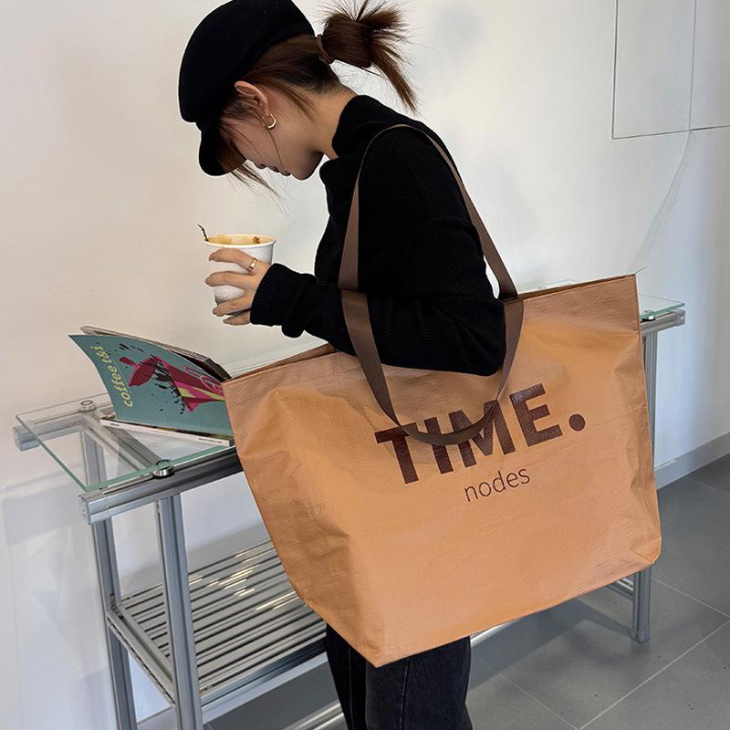 Coffee Color, English Woven Bag, Clothing Store, Handbag, Shopping Bag, Large Gift Bag, Thickened, Packaging Bag, Plastic Bag