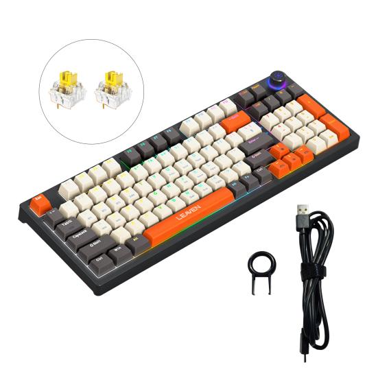 

Механическая клавиатура с регулятором, с возможностью горячей замены, с RGB-подсветкой, 96 клавиш, совместимая с Bluetooth, беспроводная 2,4 ГГц, проводная Type-C, компьютерная настольная игровая клавиатура
