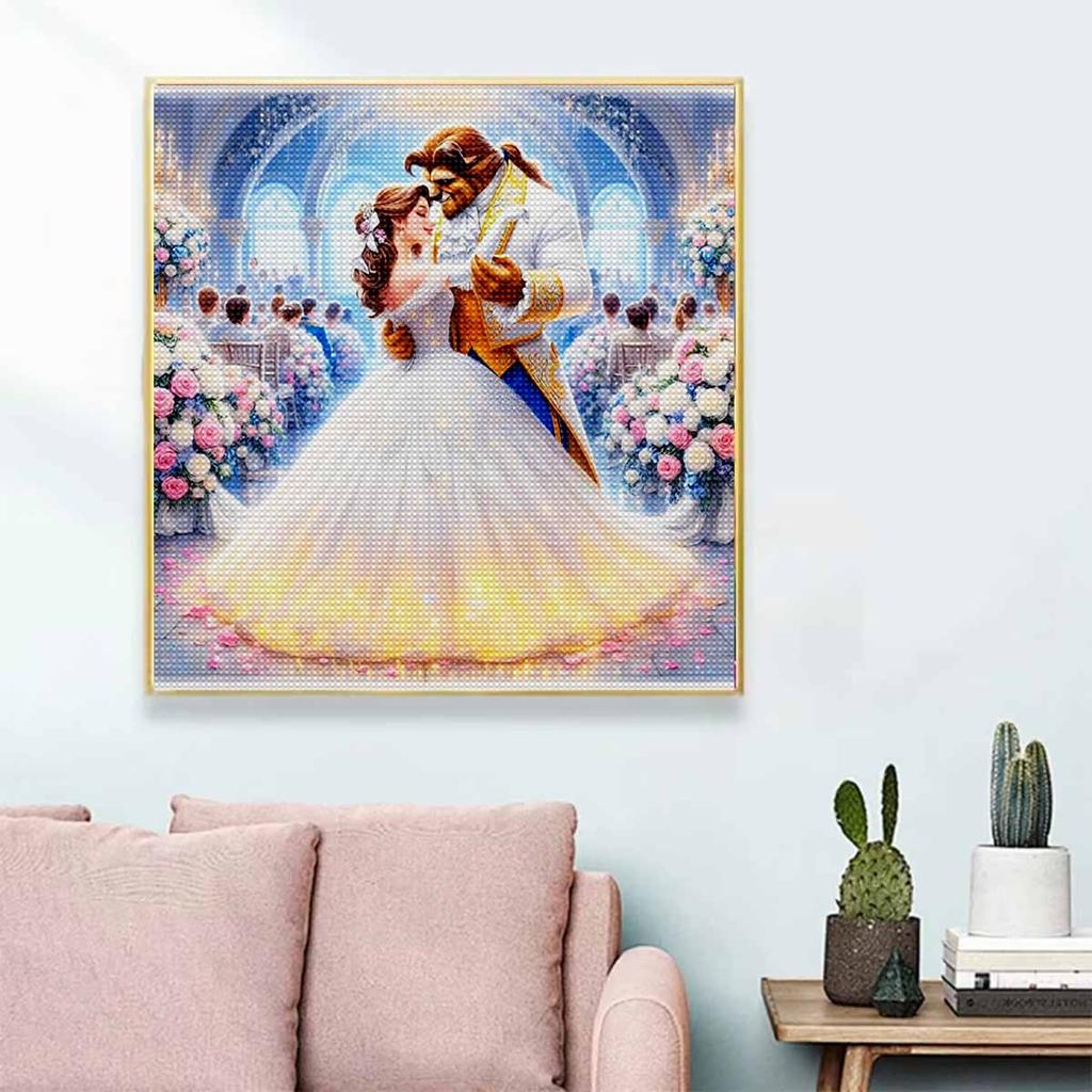 Full Round Diamond Painting A Beauty In A Wedding Dress and A Beast Art Rhinestone Picture Mosaic DIY 5D Cross Stitch Embroidery Home Decoration