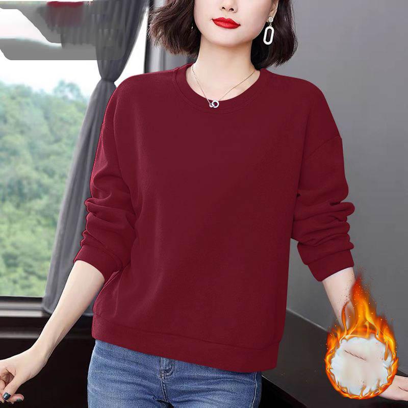 Casual Autumn/Winter Women's O-Neck Printing Fashion All-match Loose Long Sleeve Pullovers Sweatshirts Tops