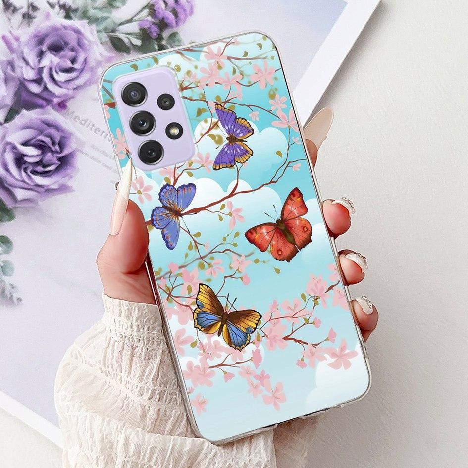 For Samsung Galaxy A52 A52s 5G Case SM-A526B SM-A528B Phone Cover Fashion Flower Soft Silicone Funda For Samsung A72 A 52 Bumper