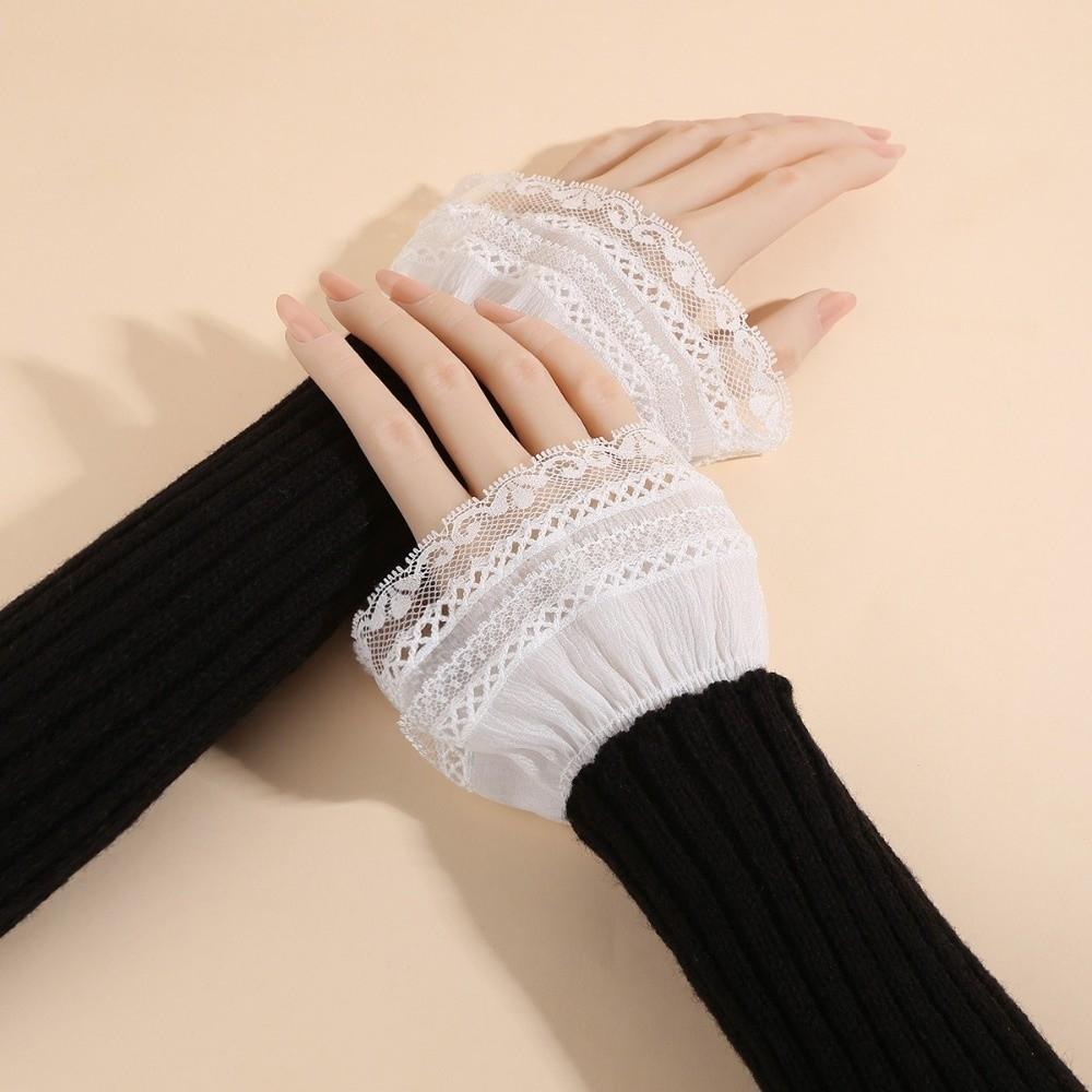 Detachable Fake Cuff Multilayer Ruffle Lace Cuff False Sleeve Cuffs  Women's Clothing Accessories