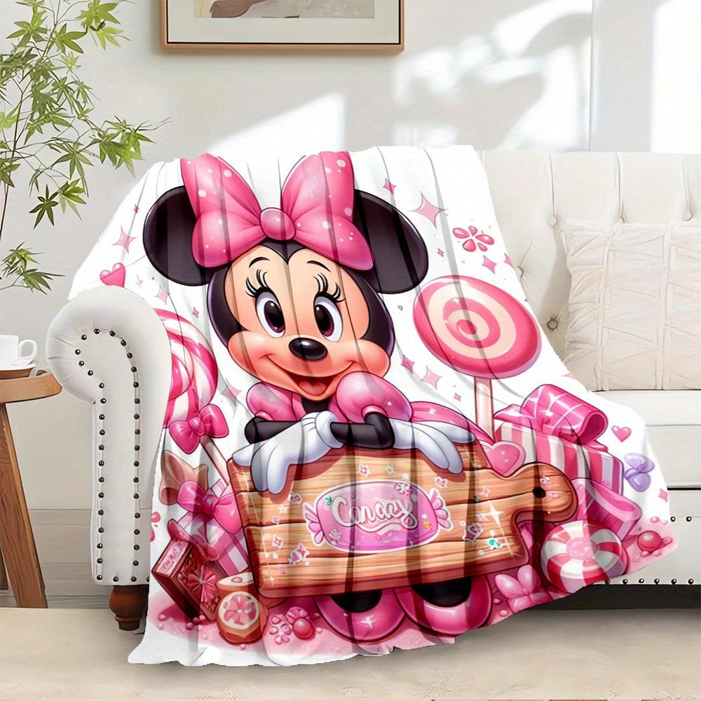 

1pc flannel cute Mickey and Minnie cartoon pattern small bed throw blanket, suitable for sofa blanket, birthday gift, home decoration 75x90cm